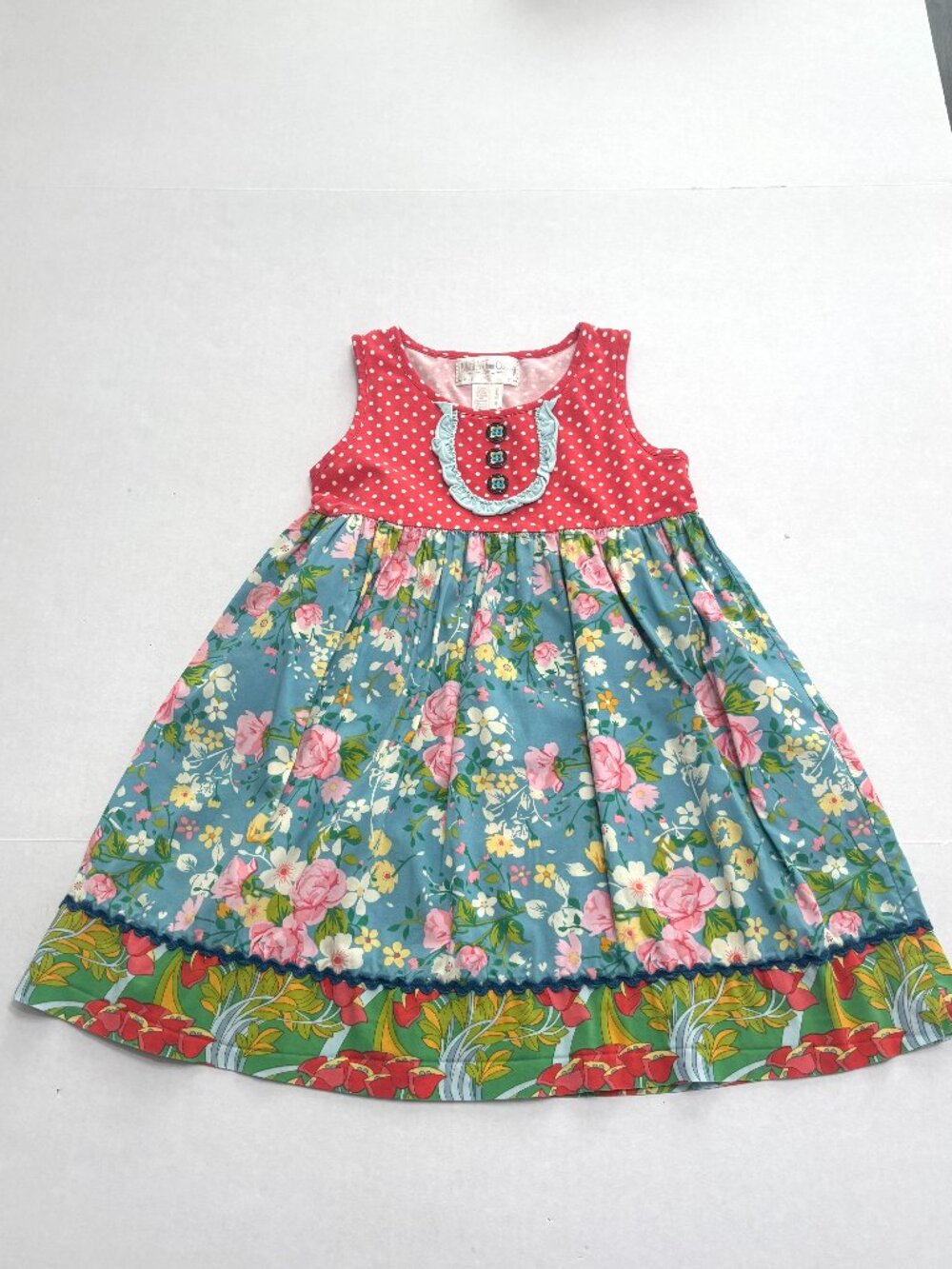 Matilda Jane Girls Red Floral Schoolhouse Good Hart Dress Size 6